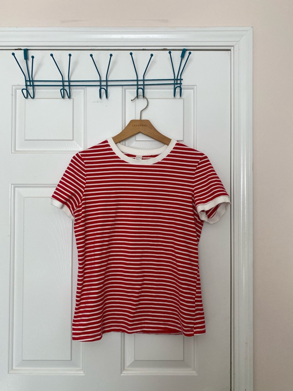 Red and white striped t shirt